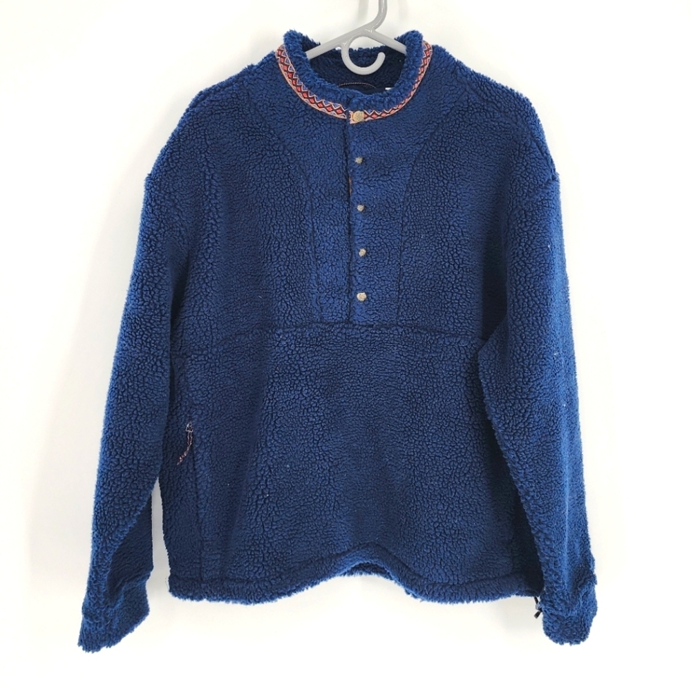 Alpine Design NWT 1/4 Snap Sherpa Pullover Vintage Blue Women's Large